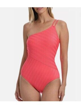 La Blanca Coral Sun One Shoulder Ribbed Swimsuit Size 14 MSRP $130 NWT